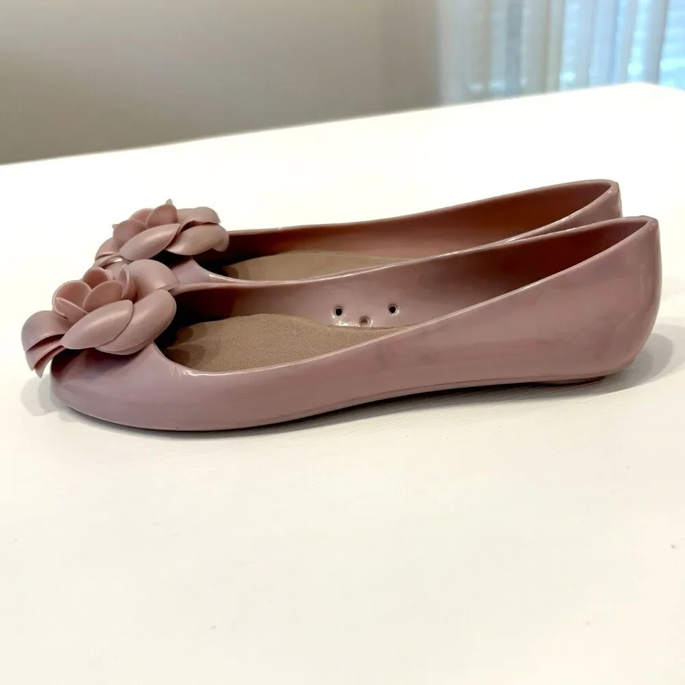 Kate Spade‎ Pink Rose Jelly Camilla Flower Ballerina / Ballet Flats Shoes Size 6